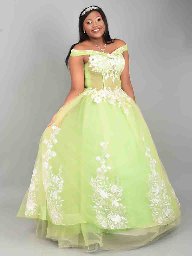 Vestido quinceañera Verde Transparente - Victor Color